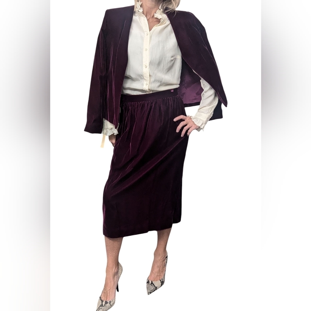 NWT Vintage Velvet Skirt Suit Plum Intuitions 90s Dark Academia Whimsigoth 10